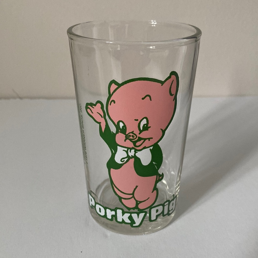 ⚡️Vintage 1976 Warner Bros. Porky Pig Glass With Bugs Bunny Embossed On Bottom